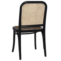 Selby Oak Timber & Rattan Dining Chair, Black / Natural