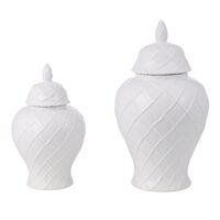Diamond Pattern Ceramic Ginger Jar White/Gold 40cm