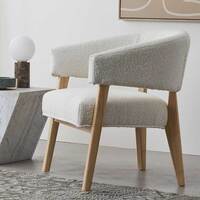 Olsen Boucle Fabric & Timber Armchair White