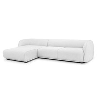 Brooklyn 3 Seater Left Chaise Fabric Sofa - Light Texture Grey