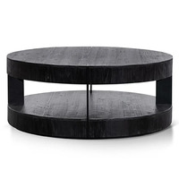 Meister Reclaimed Fir Timber Round Coffee Table, 100cm, Black