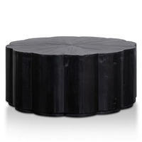 Normad Reclaimed Fir Timber Round Coffee Table, 100cm, Black