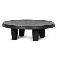 Grande Elm Timber Round Coffee Table, 100cm, Black