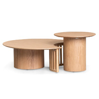 Maiden Wooden 2 Piece Nesting Coffee Table Set, Natural