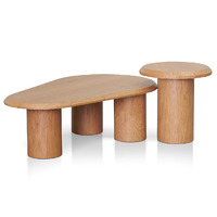 Mario Wooden Nested Coffee & Side Table Set, Natural Oak