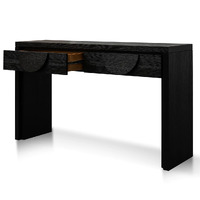 Chloe 140cm Console Table with Drawers - Textured Espresso Black