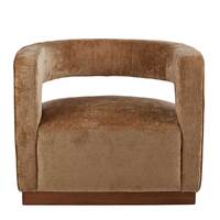 Aged Velvet Armchair Gold/Walnut