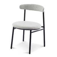 Set of 2 - Milan Fabric Dining Chair - Silver Grey with Black Legs