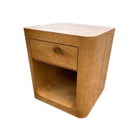 BOWER Curved Oak Bedside Table 1 Drawer