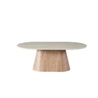 Windsor Oval Coffee Table - White Travertine Matte Marble Top