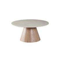 Windsor Round Coffee Table - White Travertine Matte Marble Top