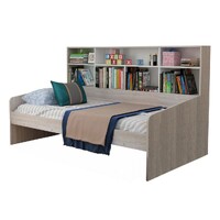 Salford King Single Day Bed with Bookcase Storage – Grey & White
