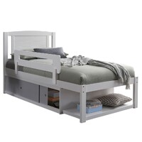 Fontana Single Bed with Storage & Sliding Doors, White & Light Grey