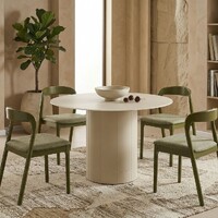 Rivello Round Dining Table, Matte Tofu