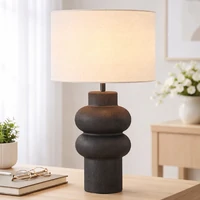 Isadora Ceramic Table Lamp, Matte Black