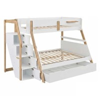 Bergen Single Over Double Bunk Bed with Staircase & Single Trundle