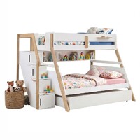 Bergen Single Over Double Bunk Bed with Shelves & Single Trundle