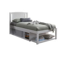 Fontana Single Bed with Storage Sliding Door, White & Light Grey