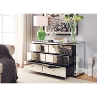 Boulevard Silver Mirror Low Chest 6 Drawers