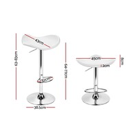 Scarlet Set of 2  Gas Lift Bar Stools Swivel Chairs Leather Chrome White