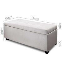 Venus Linen Fabric Storage Ottoman - Beige