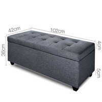 Venus Linen Fabric Storage Ottoman - Grey