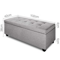 Venus Linen Fabric Storage Ottoman - Light Grey