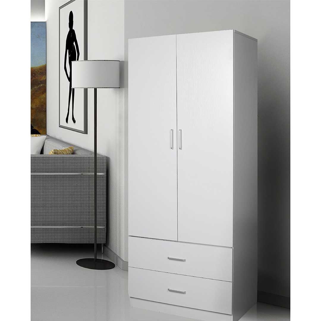 Large View Redfern 2 Door 2 Drawer Wardrobe White