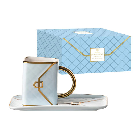 Designers Delight Mug & Plate Set - Pale Blue