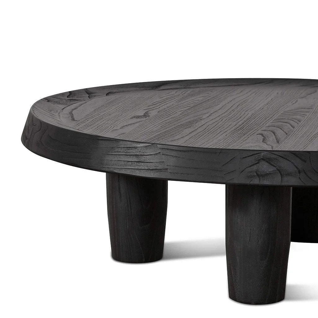 Grande Elm Timber Round Coffee Table, 100cm, Black