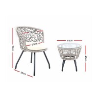 Burton 3 Piece Outdoor Patio Chair and Table (Wheat)