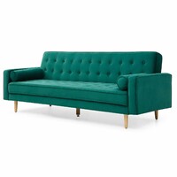 Sophia 3 Seater Sofa Bed Green Velvet