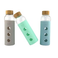 IOco Glass Water Bottle with Bamboo Lid - Cool Breeze