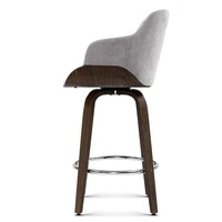 Saturn Bar Stools Swivel Velvet Fabric Grey
