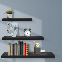3 Piece Floating Wall Shelves Black
