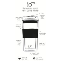 IOco 12oz ALL GLASS Glass Tea & Coffee Traveller - Black Night
