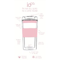 IOco 12oz ALL GLASS Glass Tea & Coffee Traveller - Marshmallow Pink