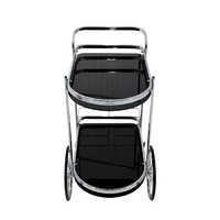 Silver Chrome and Dark Glass Round Bar Cart