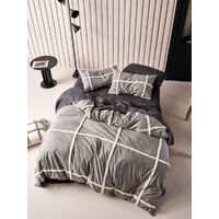 Lyndon Charcoal Quilt Cover Set - Double