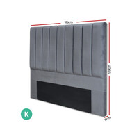 Regent Velvet Grey Bed Head - King