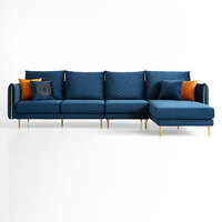 Versace 4 Seater Sofa with Right Hand Chaise - Blue