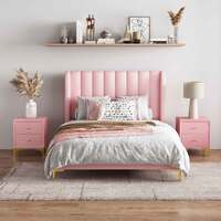 Charlotte Fabric Double Bed Frame - Dusty Pink