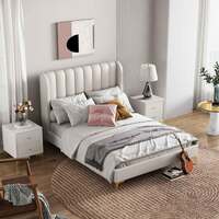 Charlotte Fabric Queen Bed Frame - Bone