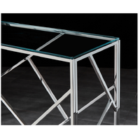 LEO Console Table Stainless Steel and Tempered Glass