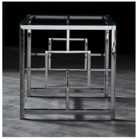 Jordan Side Table Stainless Steel and Tempered Glass