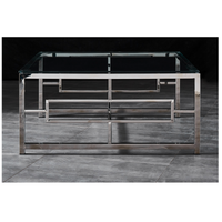 JORDAN Coffee Table Stainless Steel and Tempered Glass