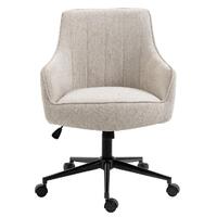Stella Beige Lined Linen Fabric Upholstered Office Chair