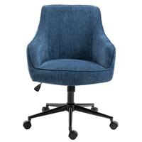 Stella Navy Blue Lined Linen Fabric Upholstered Office Chair