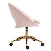 Octavia Pale Pink Velvet Fabric Office Chair