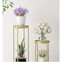 Gold Tiered Plant Pots Holder Rack Garden Shelf 80cm